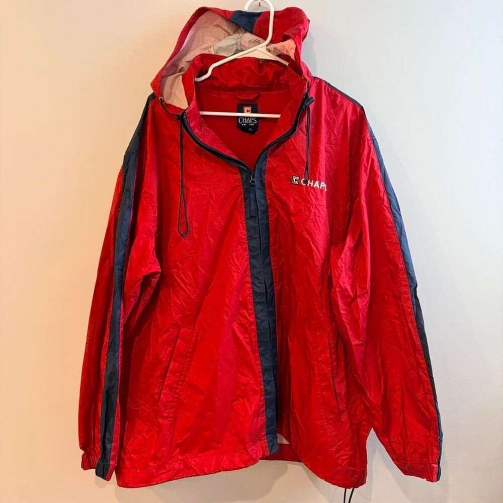 Chaps red windbreaker jacket with hood, Size L #windbreaker #outdoor